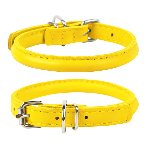 Lederhalsband round, gelb