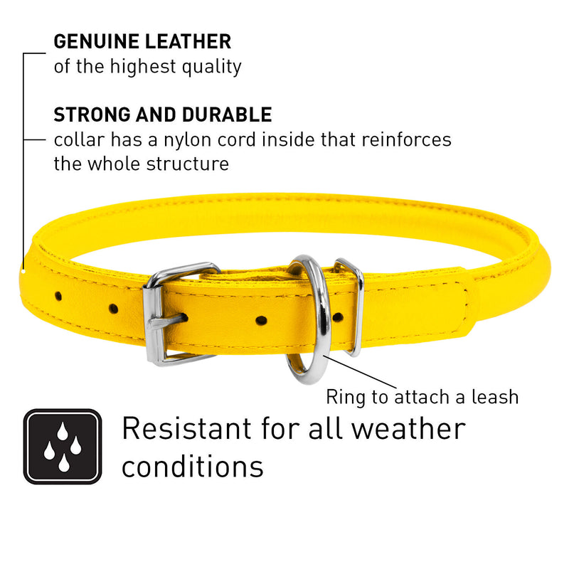 Lederhalsband round, gelb