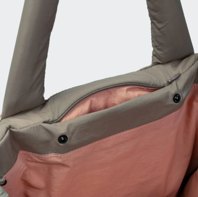 Hundereisebett & tote Bag AKTIV Puffer Khaki/Peach