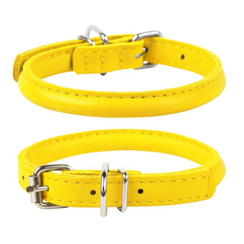 Lederhalsband round, gelb