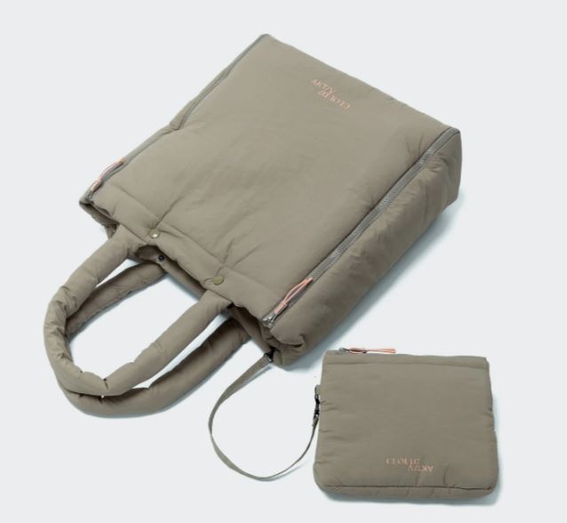 Hundereisebett & tote Bag AKTIV Puffer Khaki/Peach