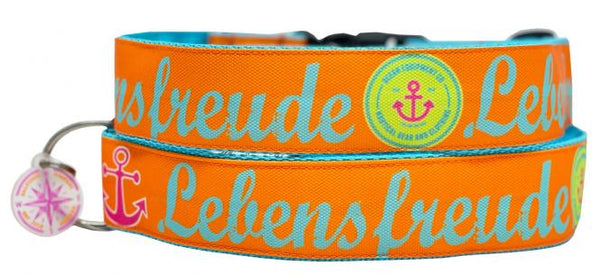 Halsband LEBENSFREUDE, Orange  Doggy-Kitchen-Boutique