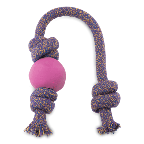Natural Beco Rubber Ball on Rope, pink