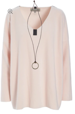Pullover Fleece, hellrosa mit V-Ausschnitt
