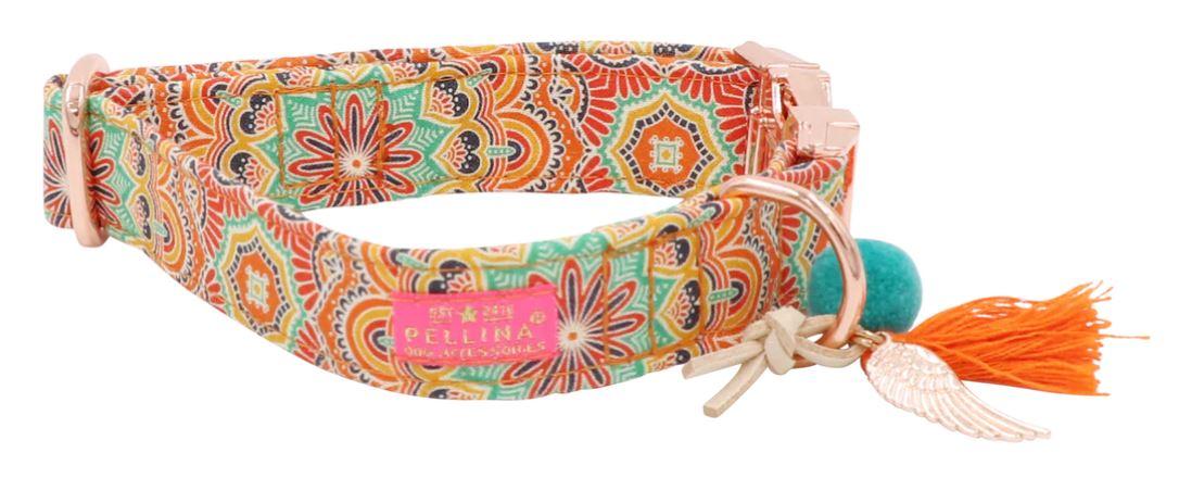 Hundeleine Hippie mit Silber Orange