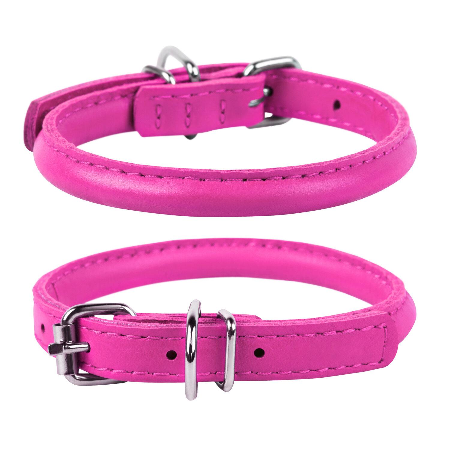 Lederhalsband round Pink