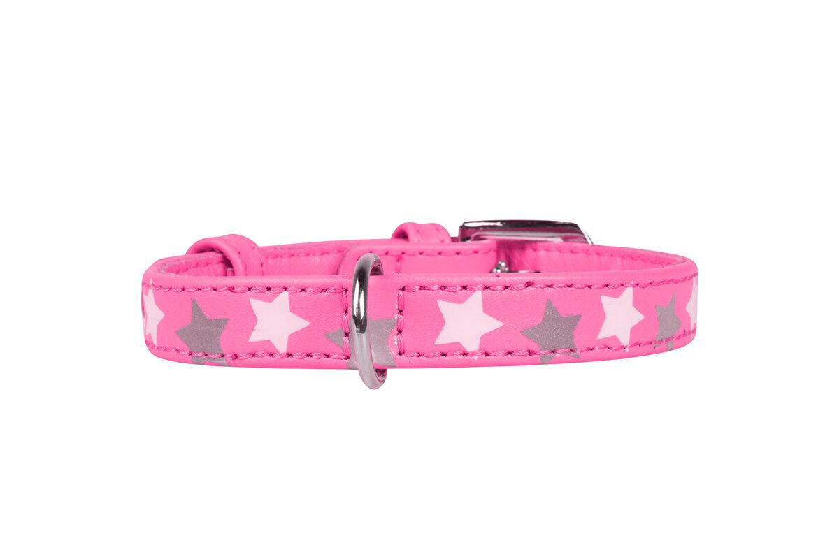 Lederhalsband mit Sternen Pink