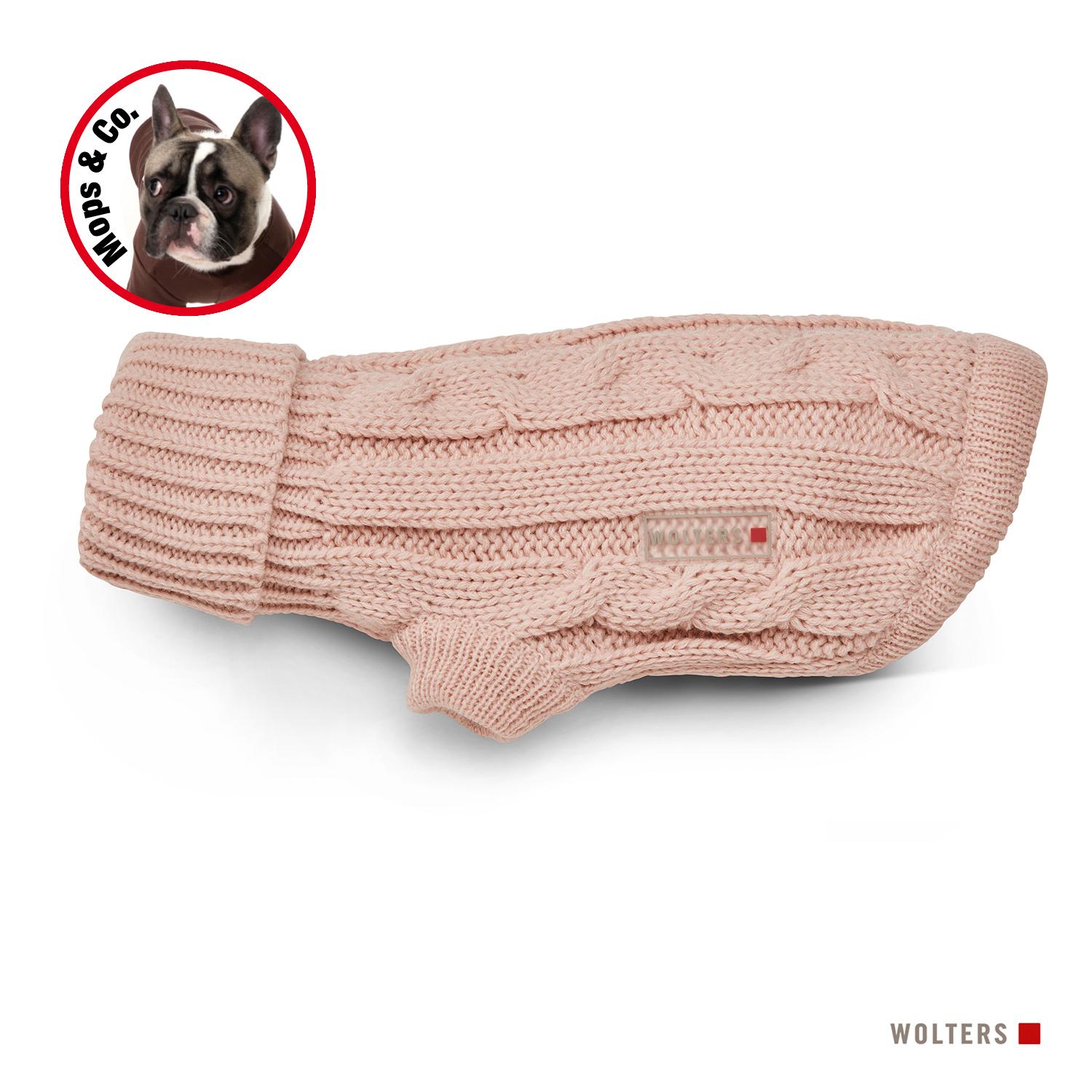 Strickpullover Zopf für Mops & Co. Rosa
