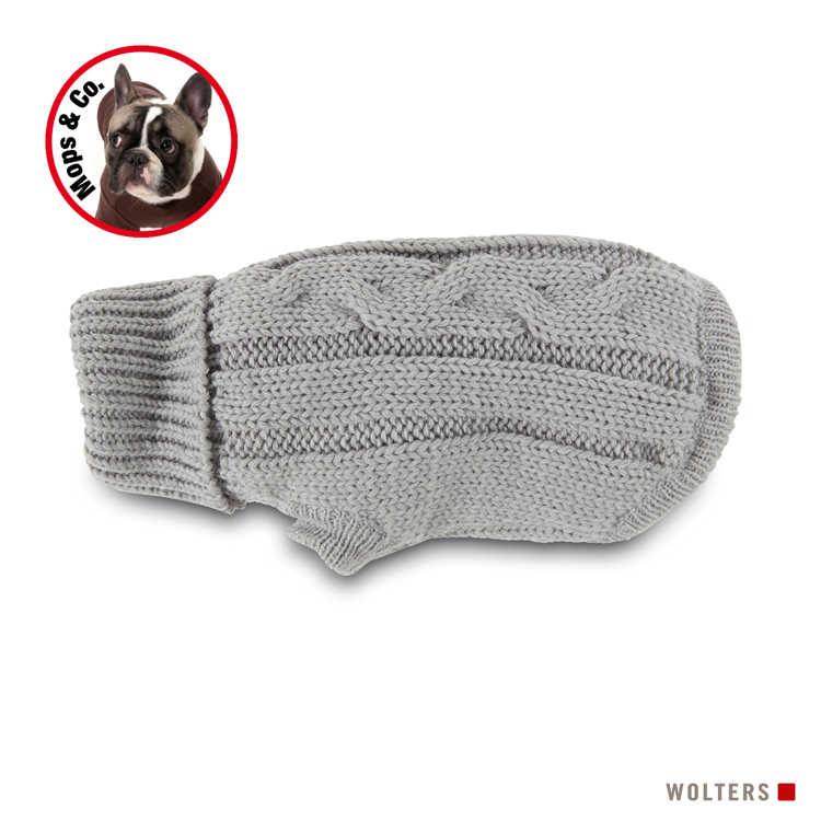 Strickpullover Zopf für Mops & Co. Silber
