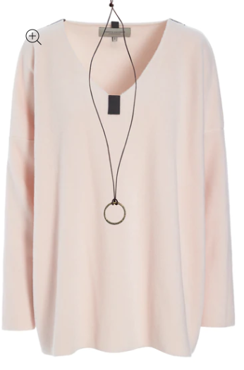 Pullover Fleece mit V-Ausschnitt Hellrosa