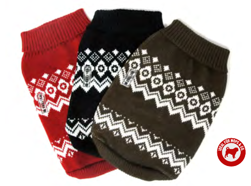 Strickpullover Norweger für Mops & Co. Rot/Weiss