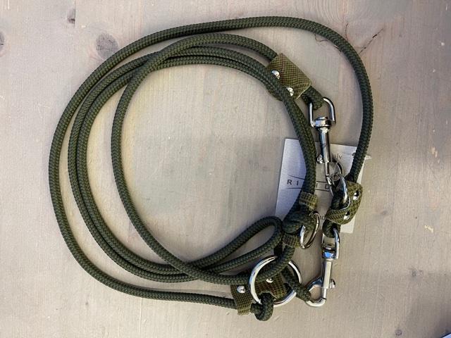 Leine Tau und Leder Oliv/Scozzese