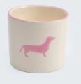 Keksdose mit Dackelmotiv aus Keramik, Beige/Rosa – Bild 2
