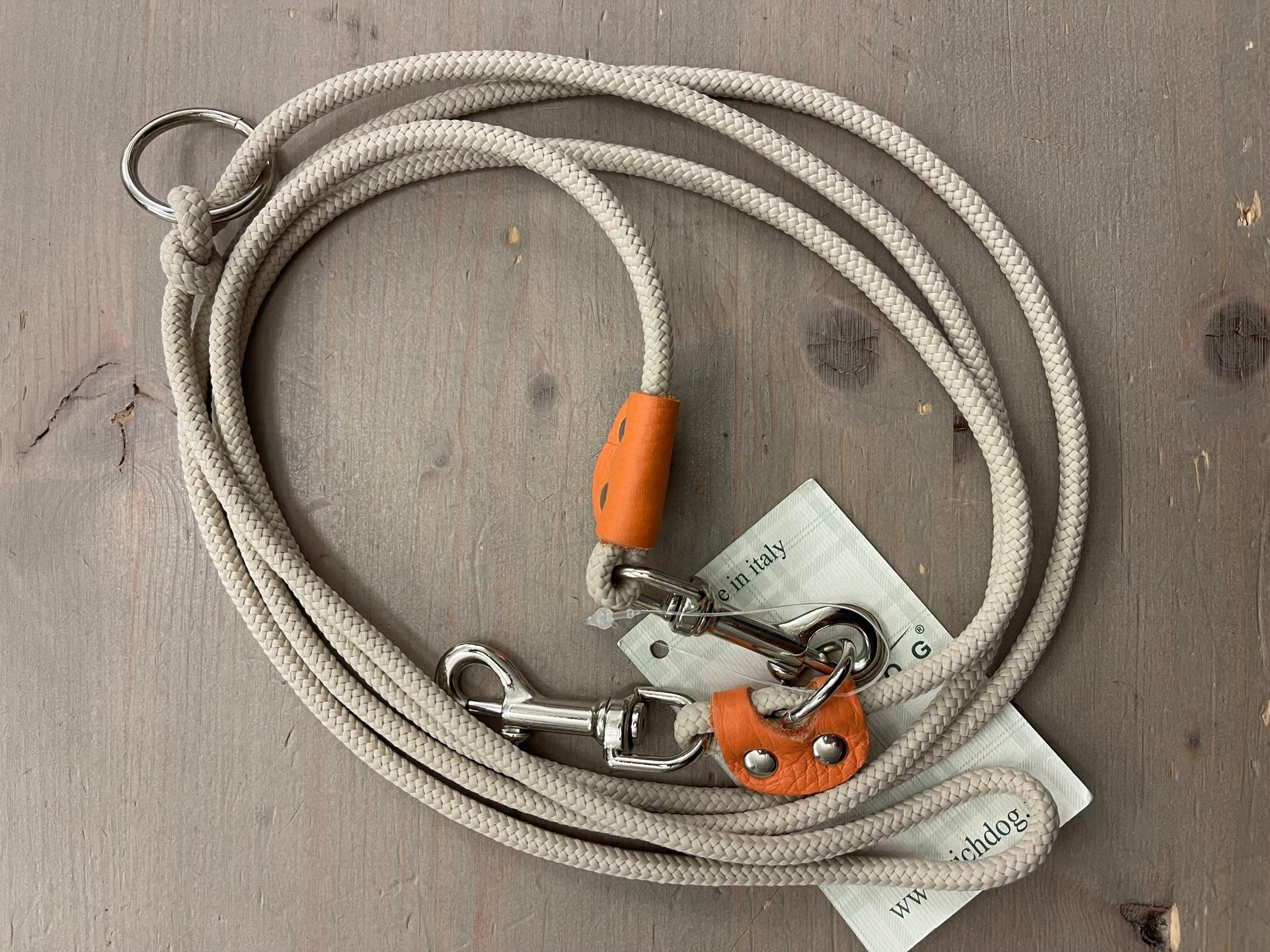 Leine Tau und Leder Beige/Orange