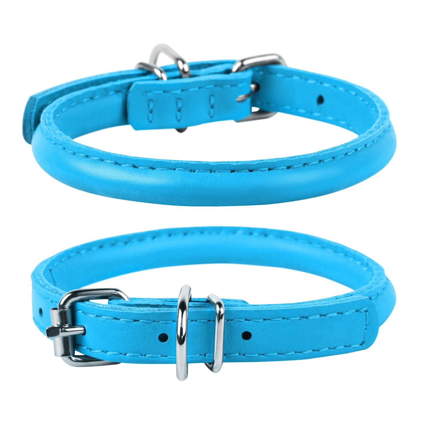 Lederhalsband round oder glatt Blau
